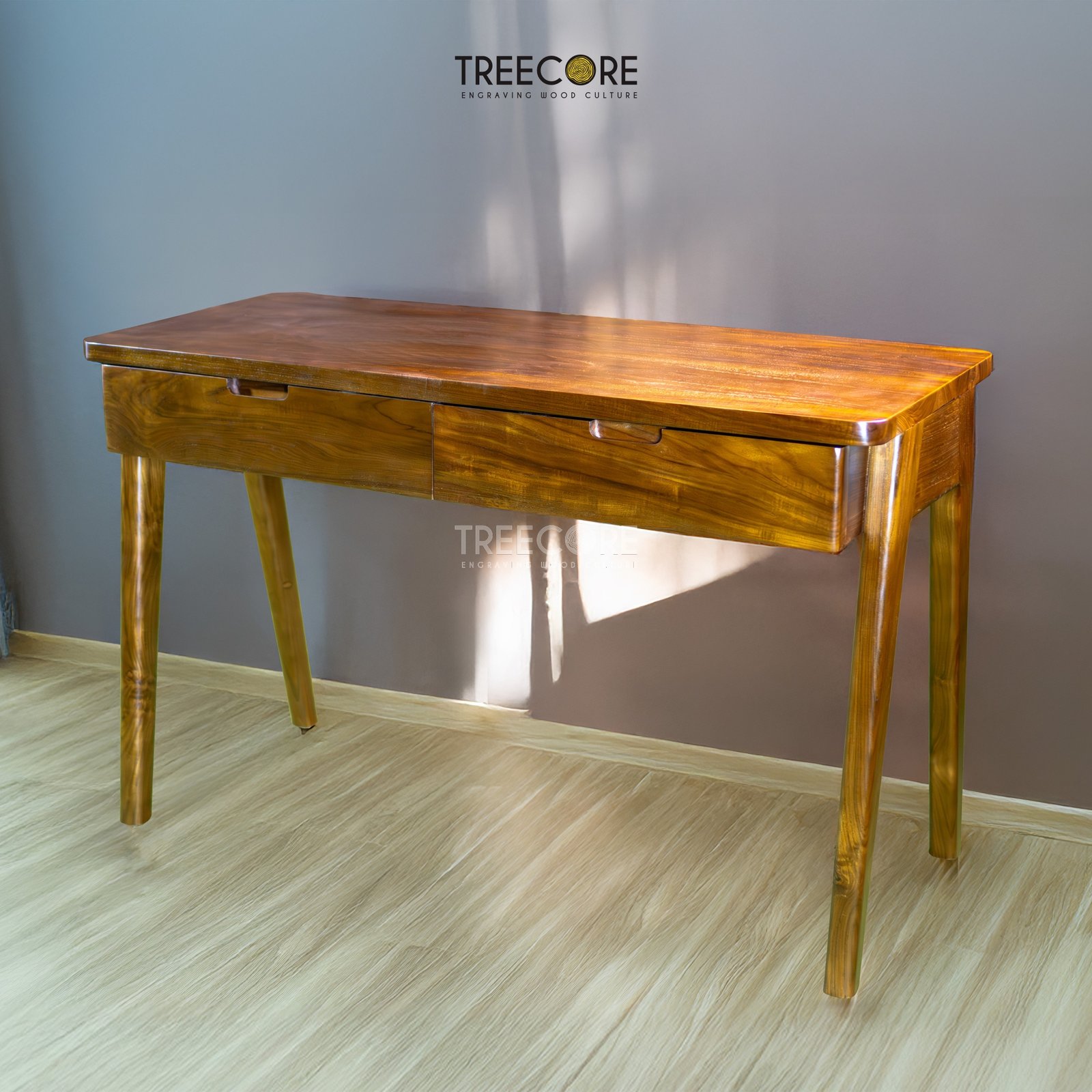 Minimalist Wooden Study Table with Two Drawers