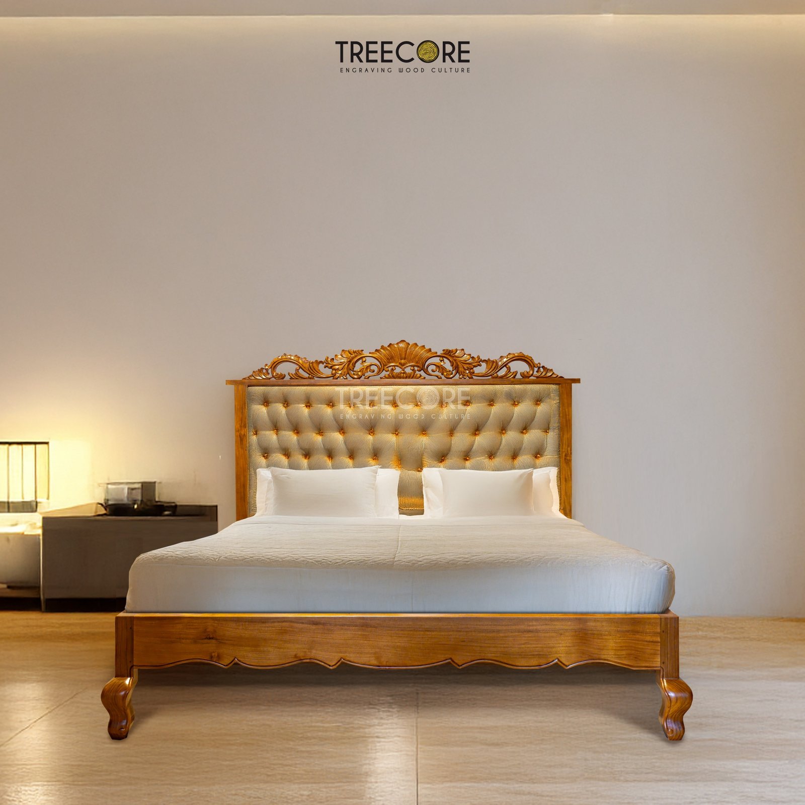 Luxurious Upholstered Wooden Bed