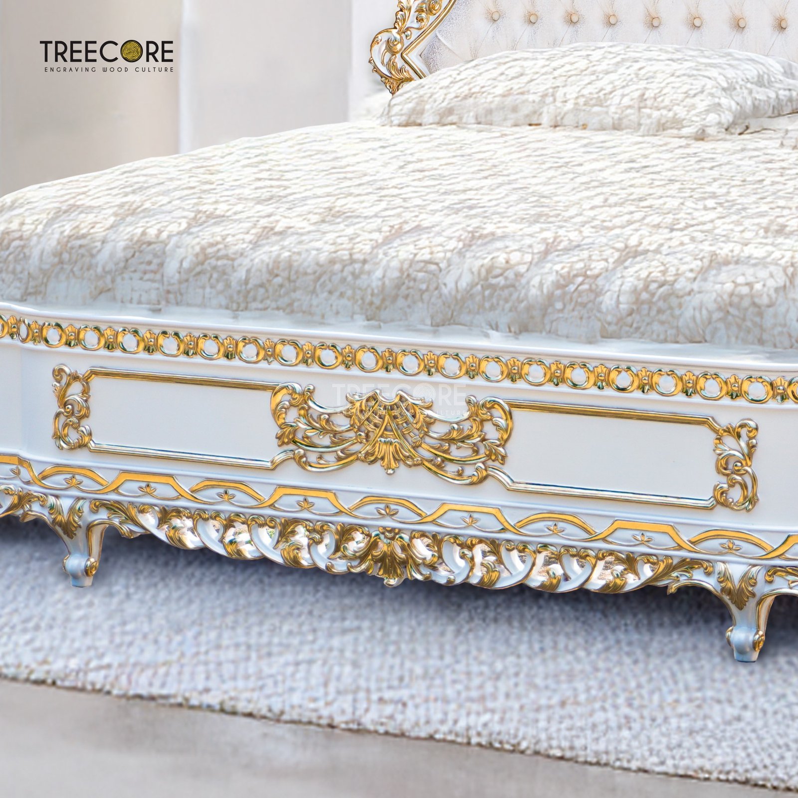 Luxury Carved Wooden Bed – Elegant and Timeless Design