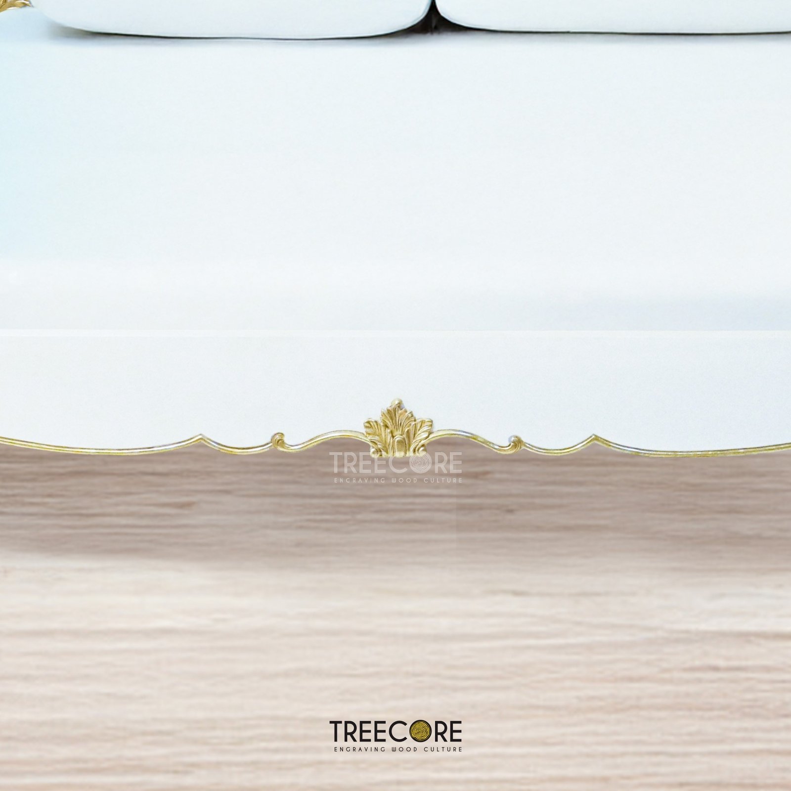 Luxurious Wooden Bed with Elegant Carvings