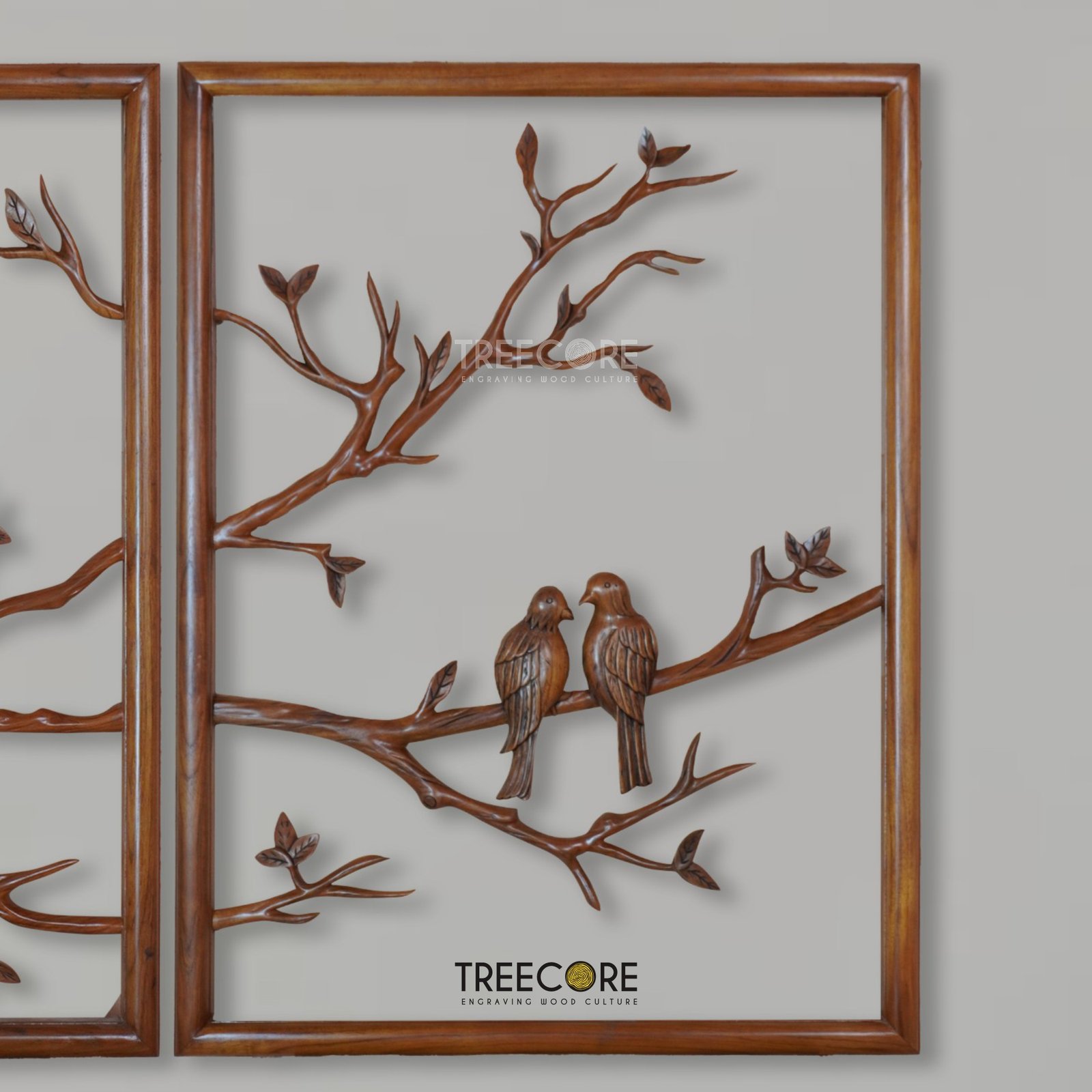 Wooden Twigs Wall Art – 2 Panel Tree Branch Carving