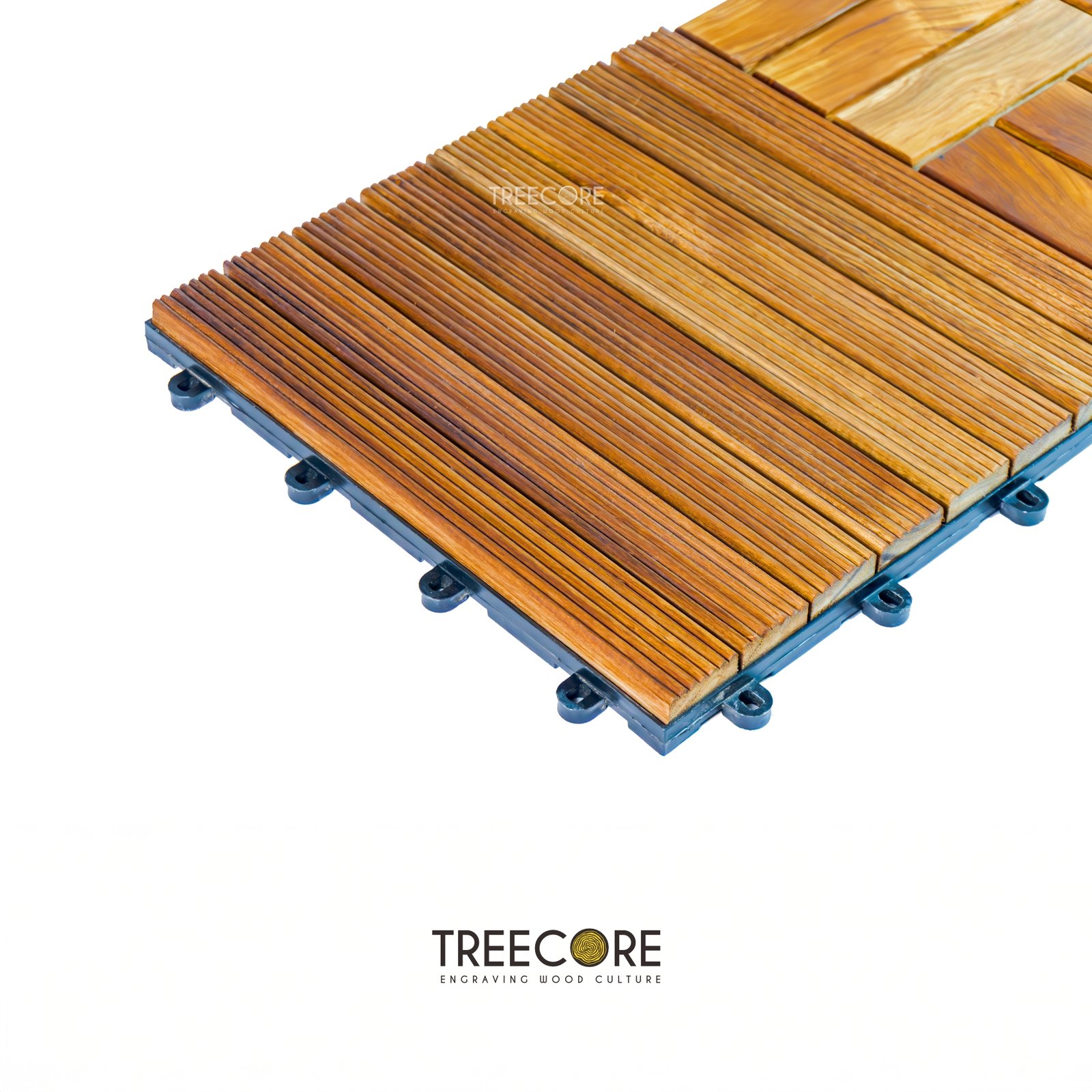 Solid Wood Interlocking Floor Decking Tiles