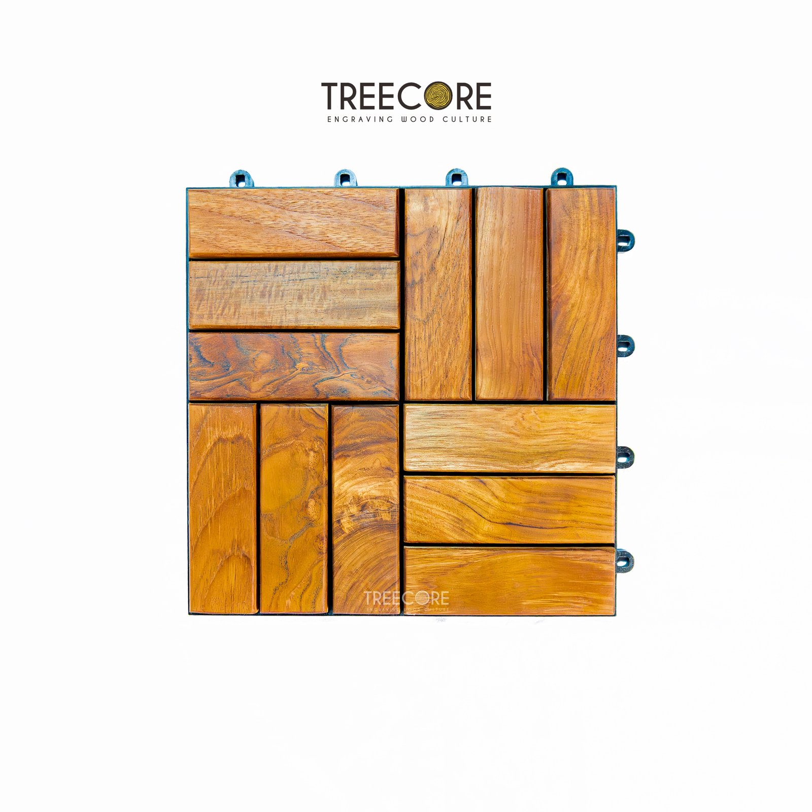 Solid Wood Interlocking Floor Decking Tiles