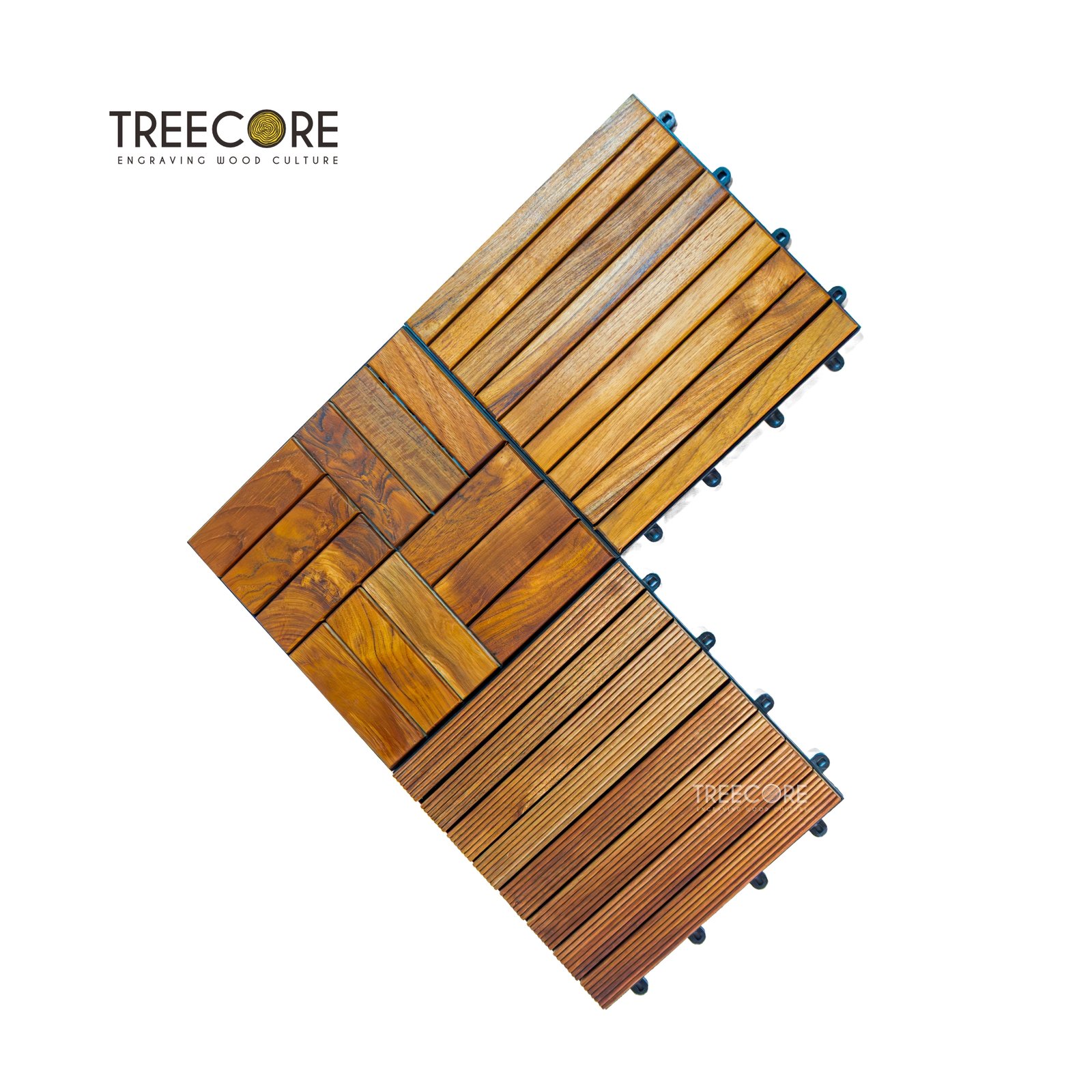 Solid Wood Interlocking Floor Decking Tiles