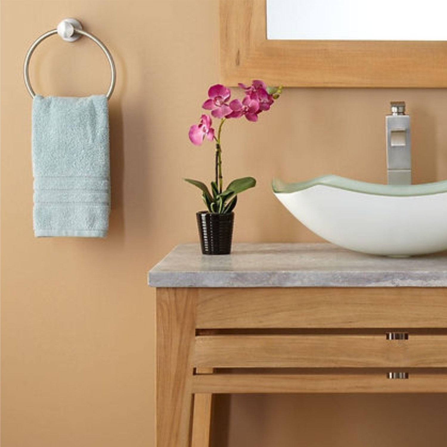 Elegant Wooden Sink Vanity with Marble Top