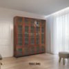 Minimalist Wooden Buffet with Glass Panel Doors