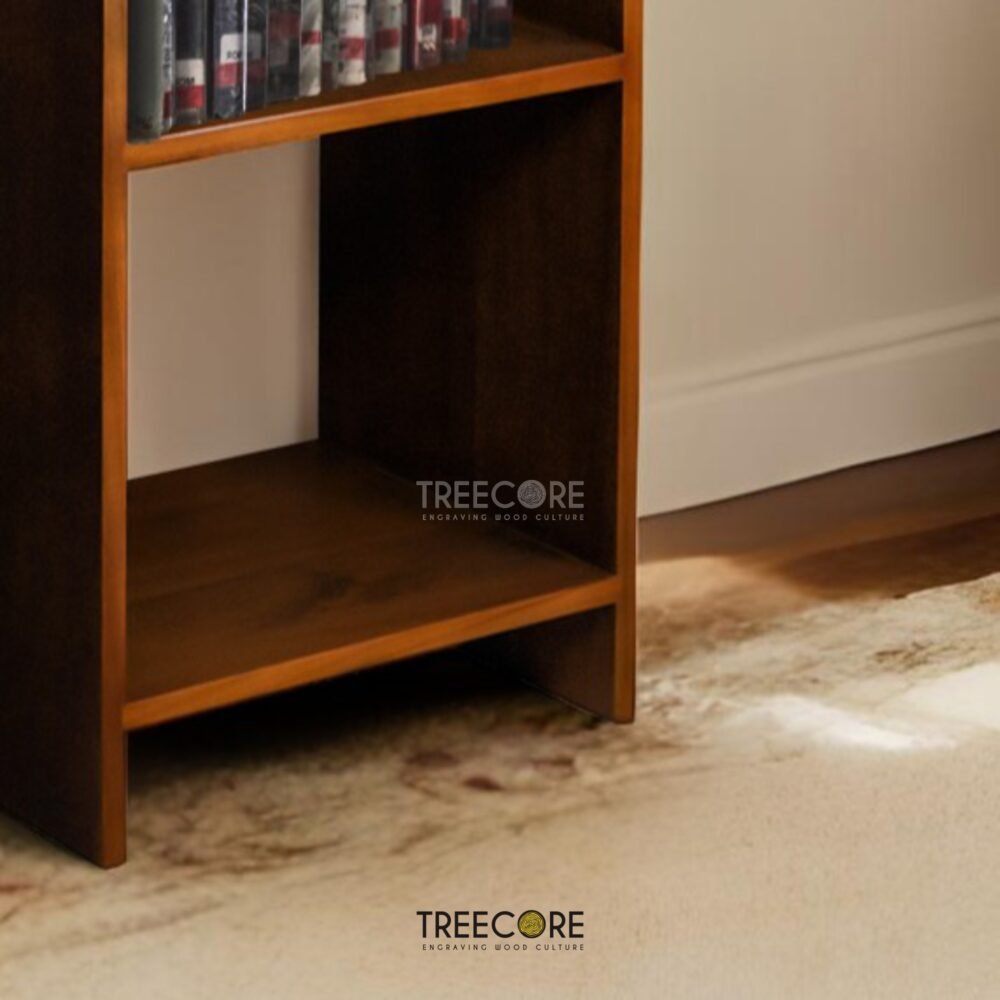 Teak Wood Book Rack – Elegant Minimalism with 4 Open Shelves