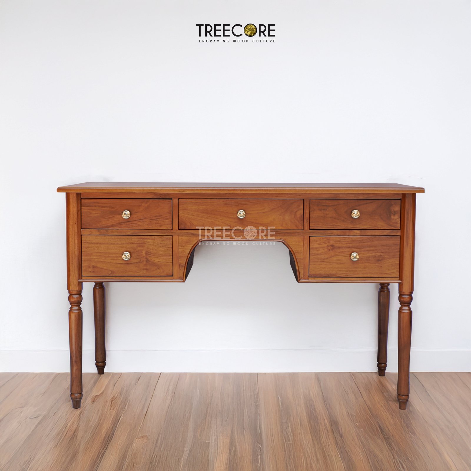 Practical Wooden Writing Desk with Storage Drawers and Neat Leg Design