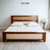 The Rattan Wooden Bed & Soft Surface Headboard