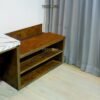 Enhance your living room with Contemporary Design TV Cabinet, crafted from teak wood and woven rattan, offering durability, storage, and timeless style.