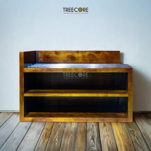 The Wooden Luggage Rack combines solid teak wood with stainless rail surface, offering durability, elegance, and practical storage for modern interiors.