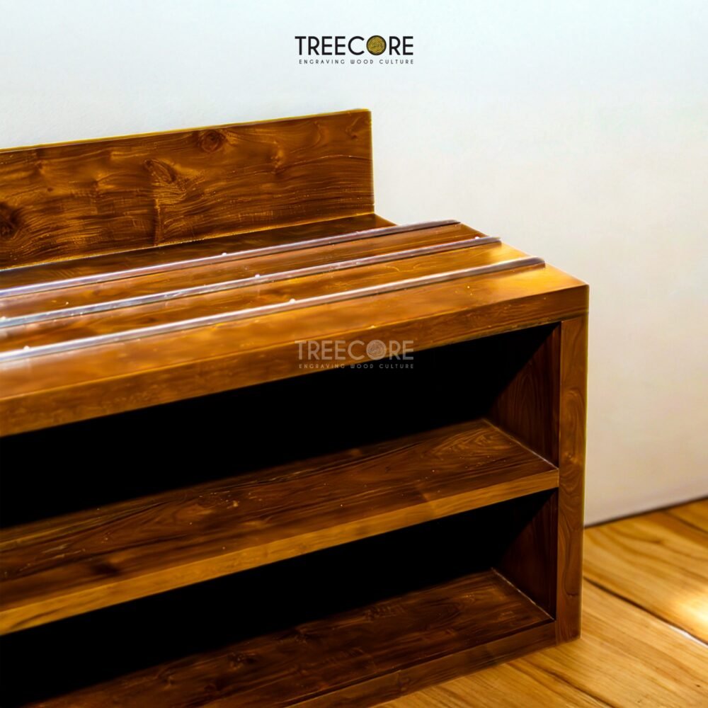 The Wooden Luggage Rack combines solid teak wood with stainless rail surface, offering durability, elegance, and practical storage for modern interiors.