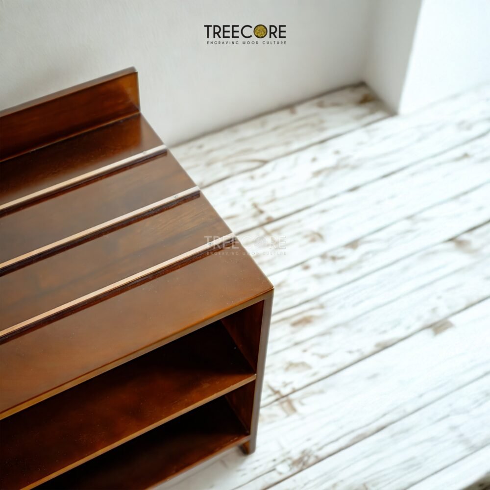 The Stainless Rail Luggage Rack combines teak wood durability and stainless top rail support, offering elegance and functionality for stylish interiors.