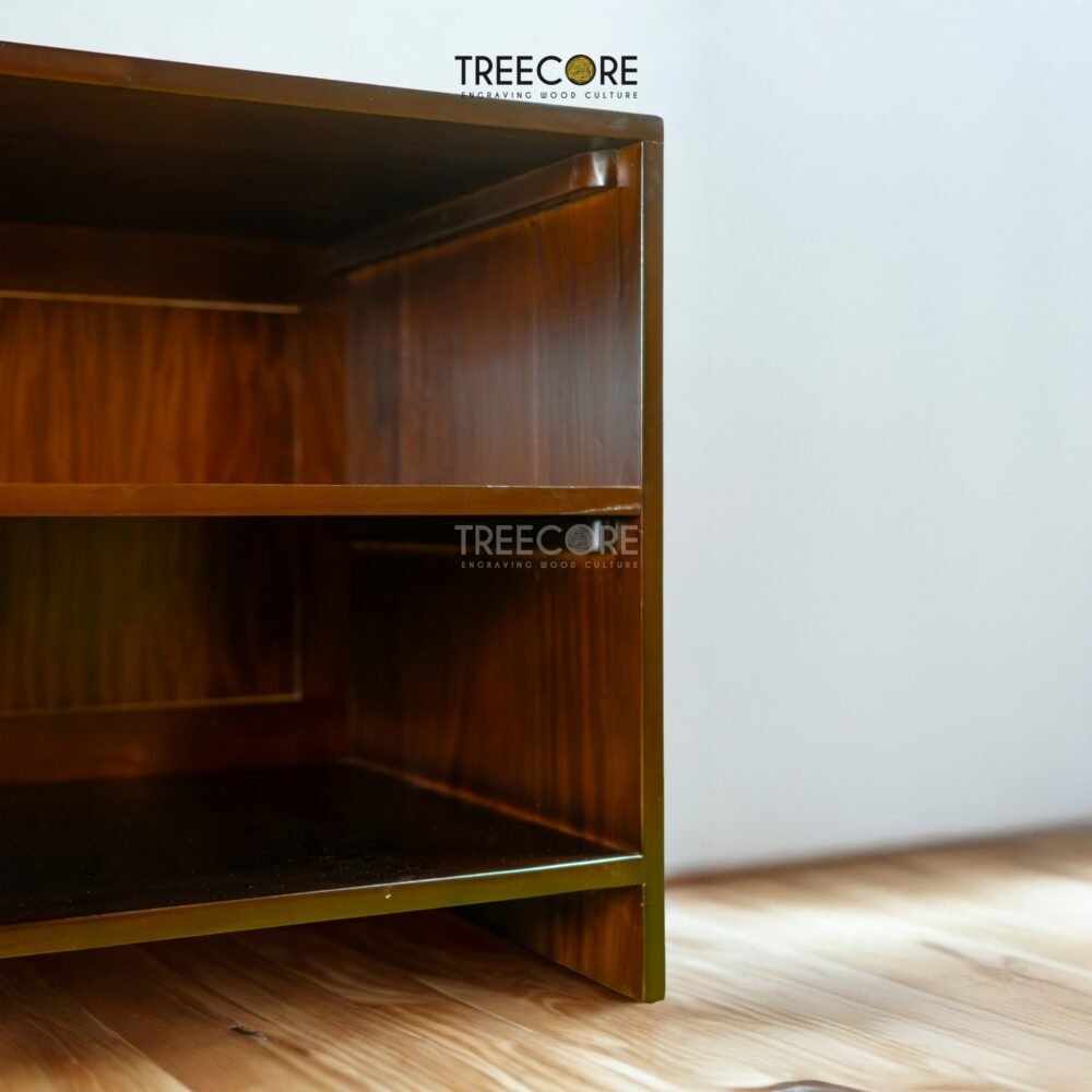 The Stainless Rail Luggage Rack combines teak wood durability and stainless top rail support, offering elegance and functionality for stylish interiors.