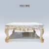 Luxury Wooden Coffee Table with Gold Detailing and Bottom Shelves