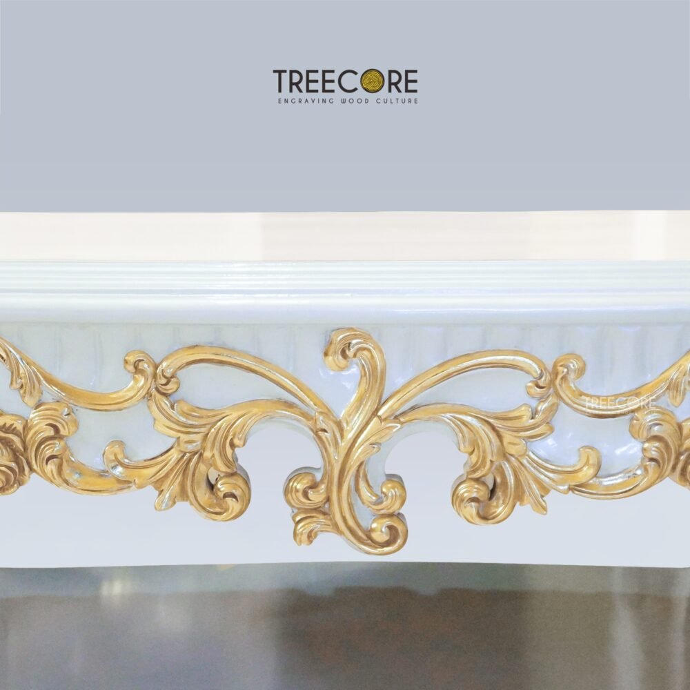 Luxury Wooden Coffee Table with Gold Detailing and Bottom Shelves