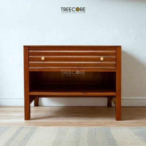 Enhance your home with the Wave Accent Sideboard, crafted from teak wood with satin finish, offering stylish design and versatile storage.