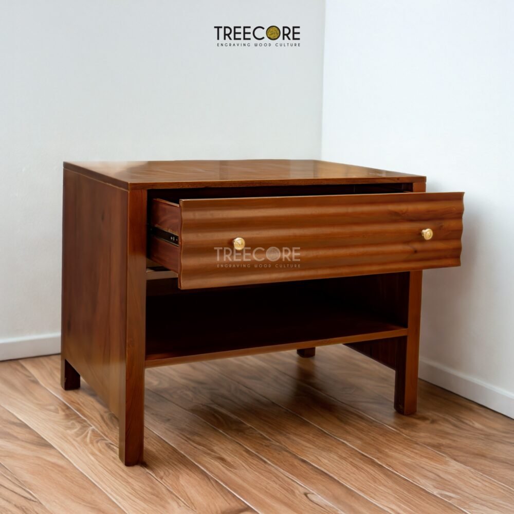 Enhance your home with the Wave Accent Sideboard, crafted from teak wood with satin finish, offering stylish design and versatile storage.