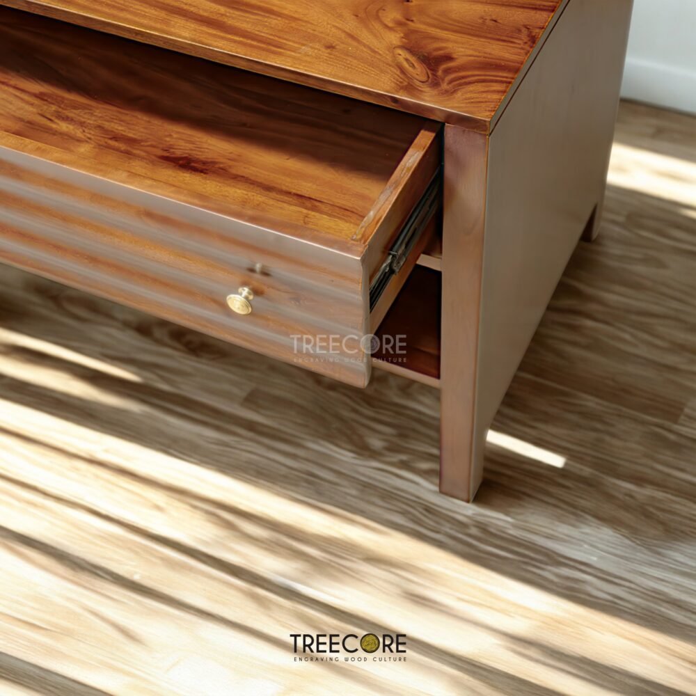 Enhance your home with the Wave Accent Sideboard, crafted from teak wood with satin finish, offering stylish design and versatile storage.
