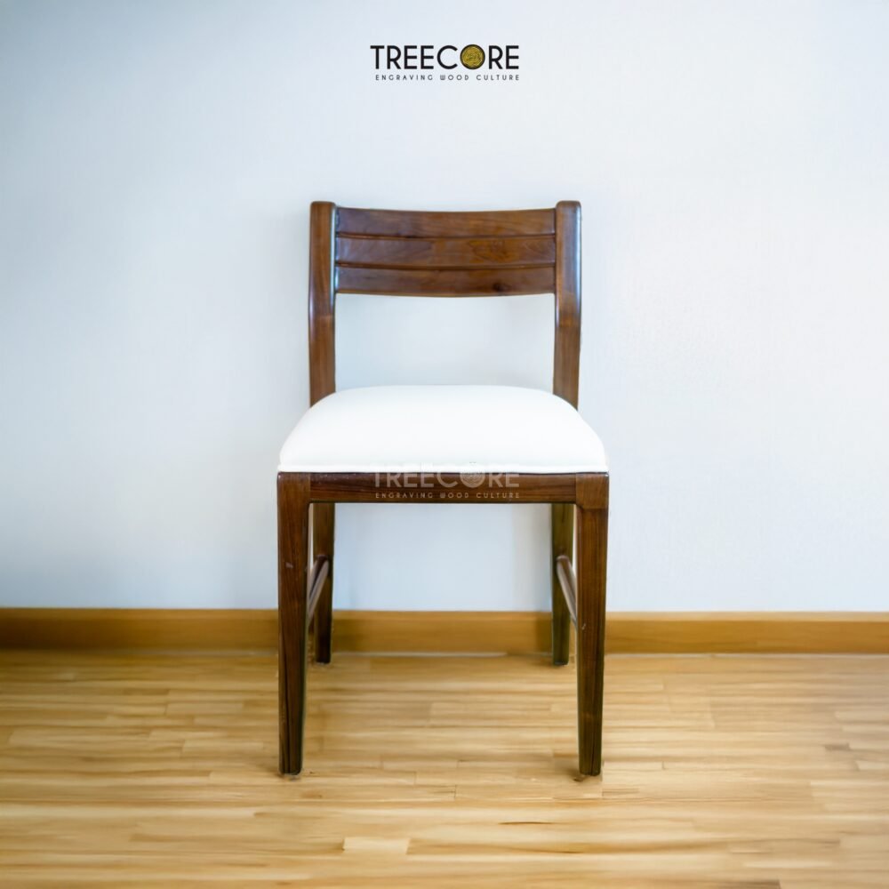 Upgrade your workspace with the Minimalist Design Study Chair, crafted from teak wood with a cushioned seater and elegant satin finish.