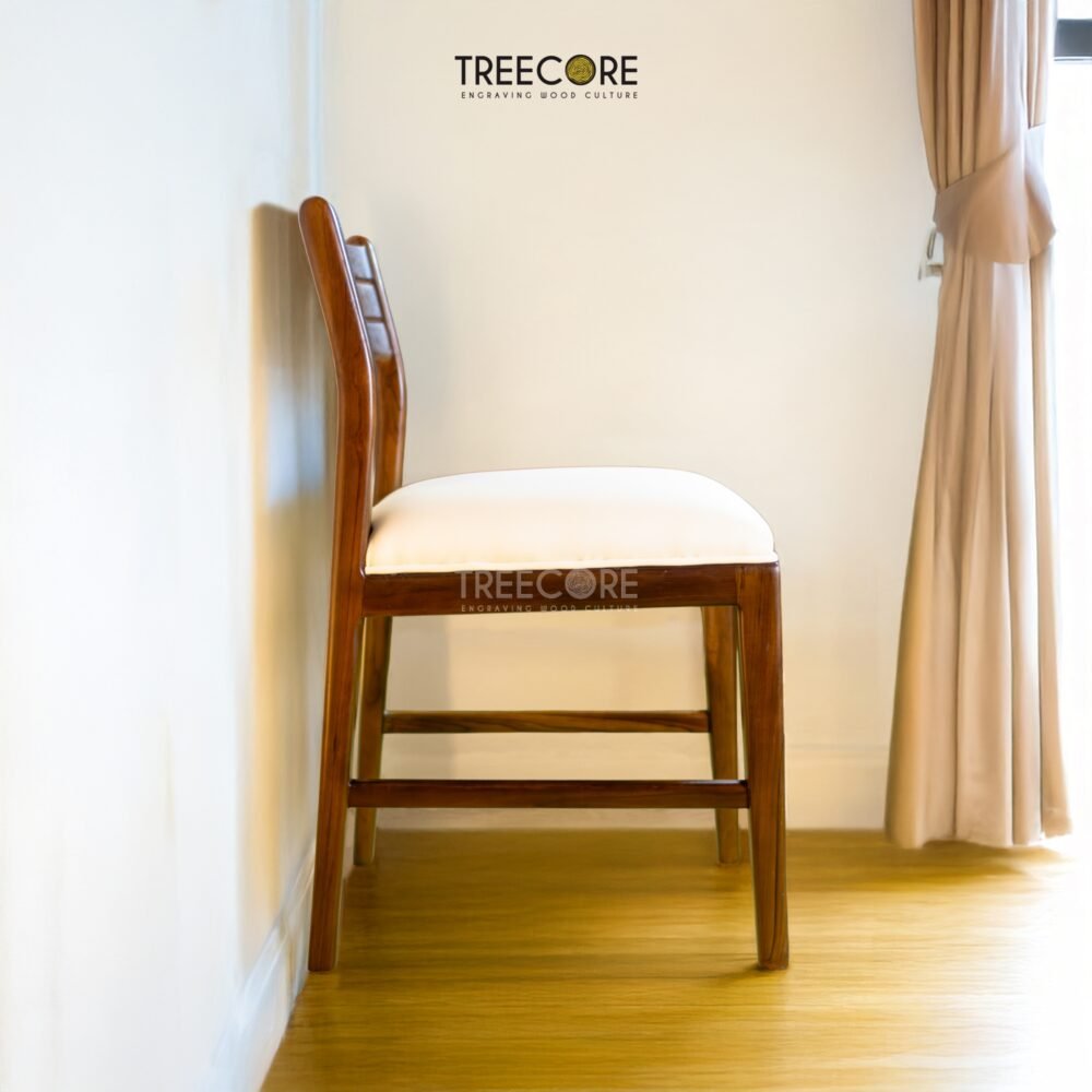 Upgrade your workspace with the Minimalist Design Study Chair, crafted from teak wood with a cushioned seater and elegant satin finish.