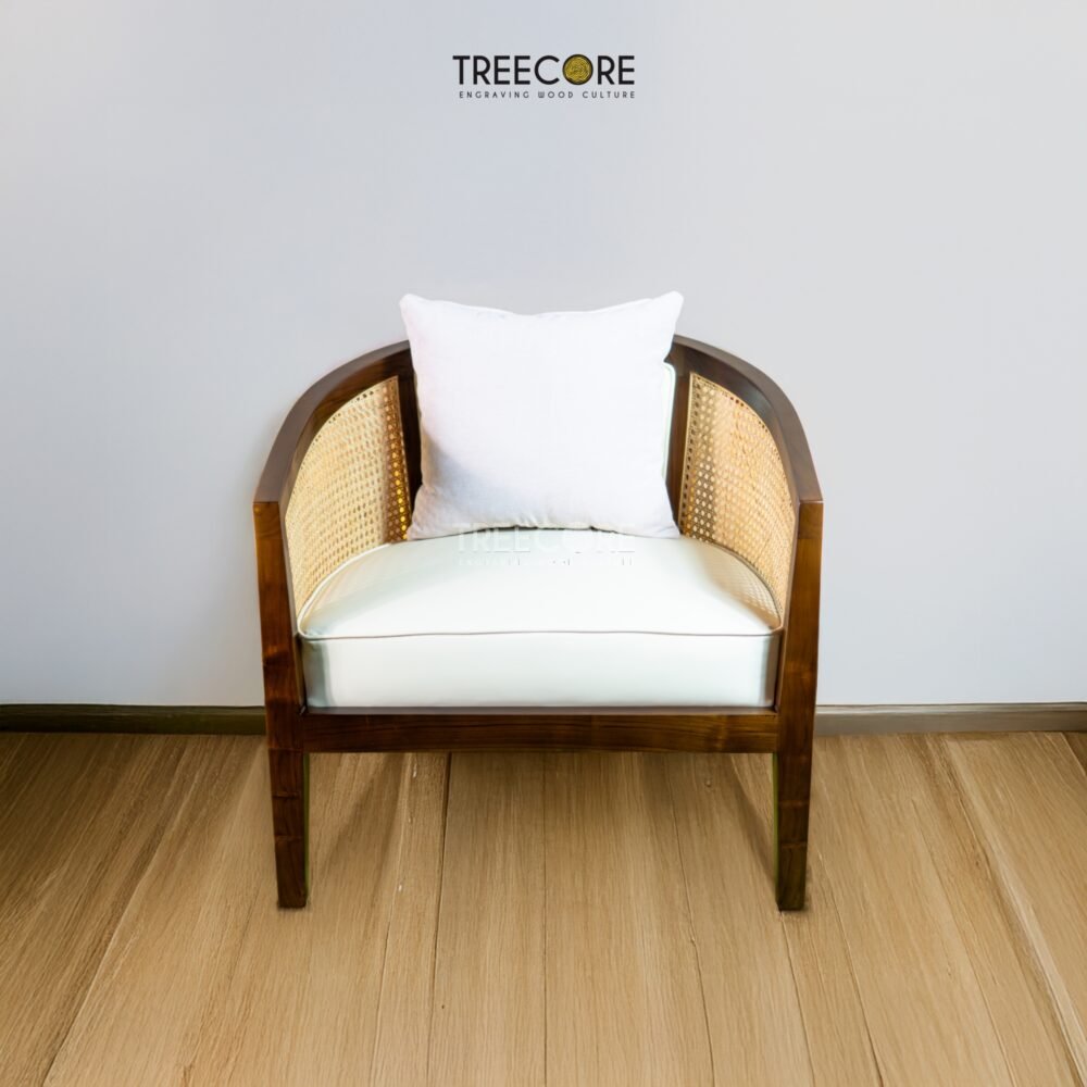Experience timeless elegance with the Classic Teak Rattan Chair, crafted from teak wood with rattan accents and a soft cushioned seater.