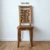 Bring artistic charm to your home with the Unique Mosaic Patterned Wood Chair, crafted from teak wood with a natural satin finish.