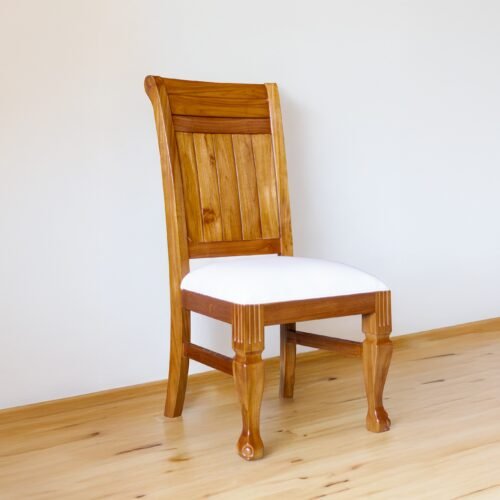 Add timeless elegance with the Vertical Slat Back Chair, crafted from durable teak wood with satin finish and ergonomic design.