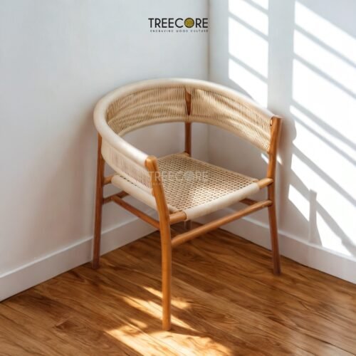 Enhance your interiors with the Breeze Weave Wood Chair, crafted from teak wood with satin finish and stylish woven design.