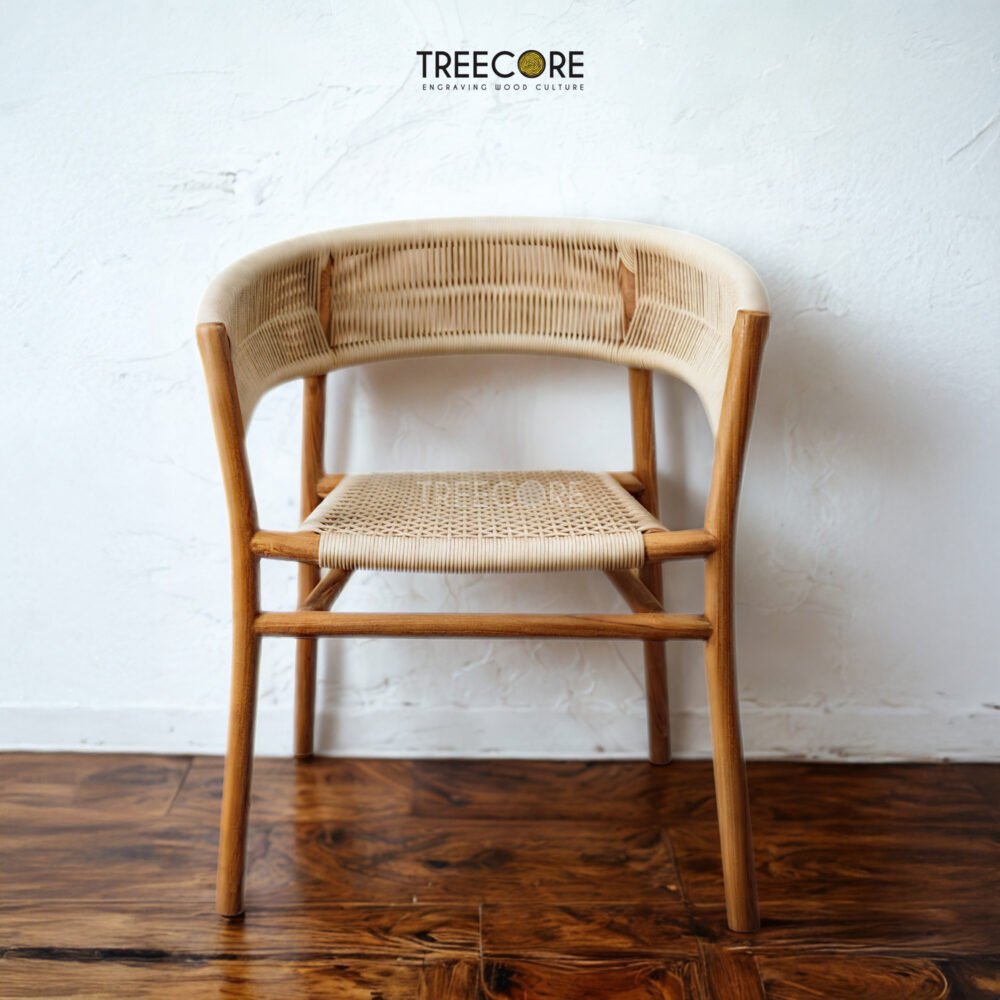 Enhance your interiors with the Breeze Weave Wood Chair, crafted from teak wood with satin finish and stylish woven design.