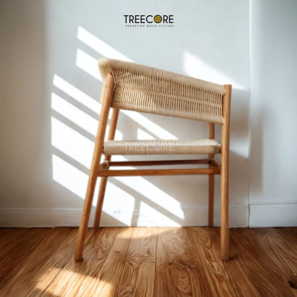Enhance your interiors with the Breeze Weave Wood Chair, crafted from teak wood with satin finish and stylish woven design.