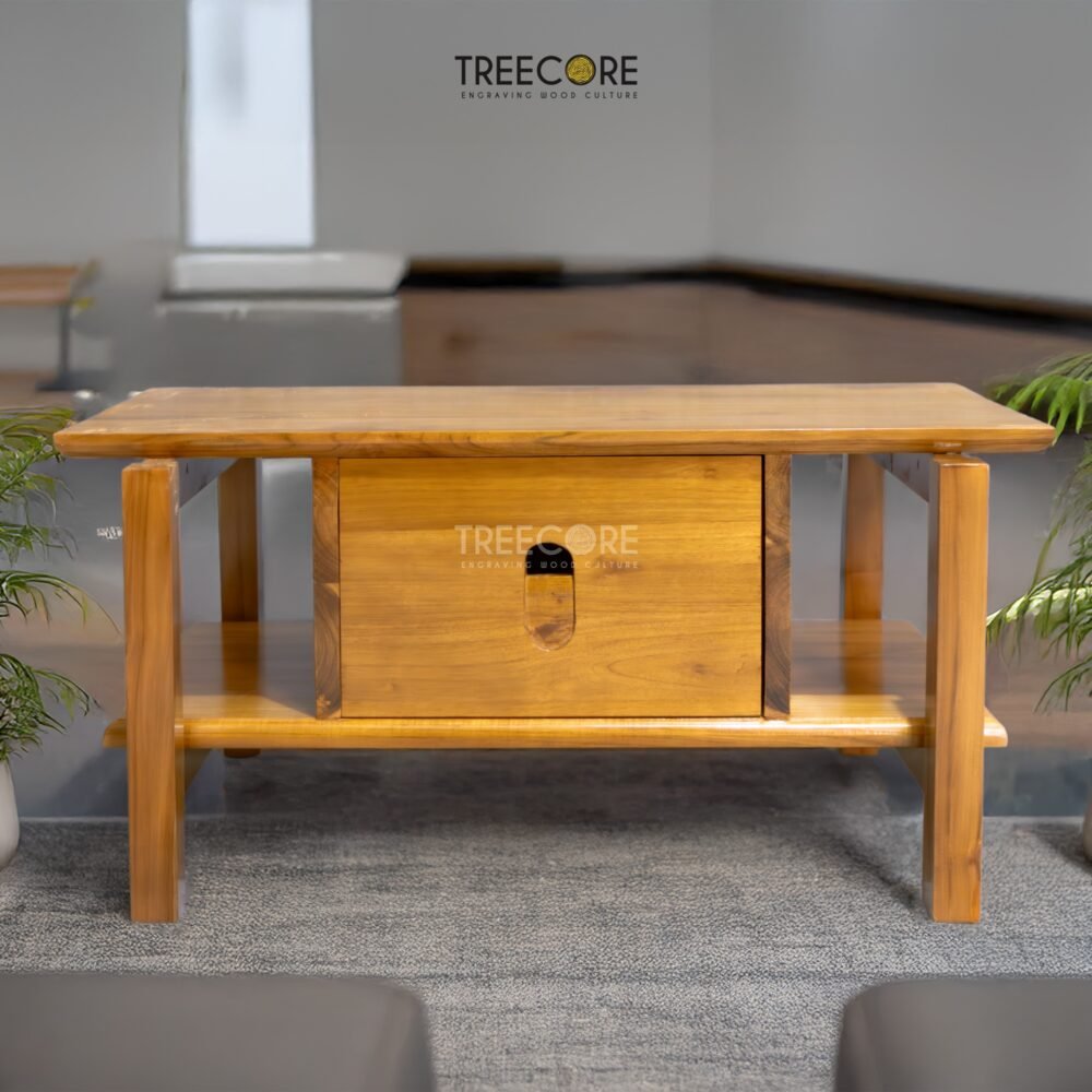 Discover the Solid Wood Coffee Table made from teak with satin finish, offering durability, style, and spacious design for modern living.