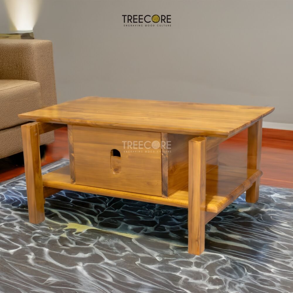Discover the Solid Wood Coffee Table made from teak with satin finish, offering durability, style, and spacious design for modern living.
