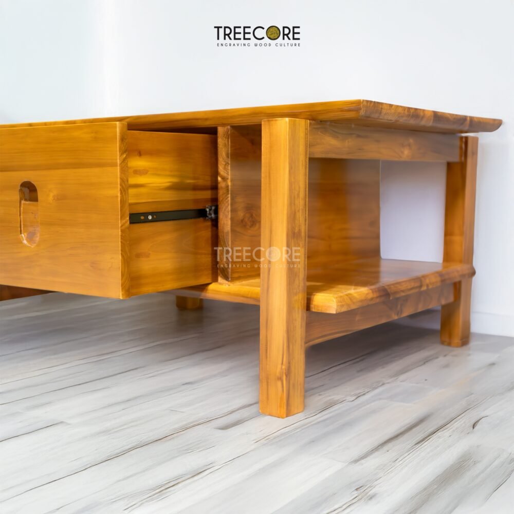Discover the Solid Wood Coffee Table made from teak with satin finish, offering durability, style, and spacious design for modern living.