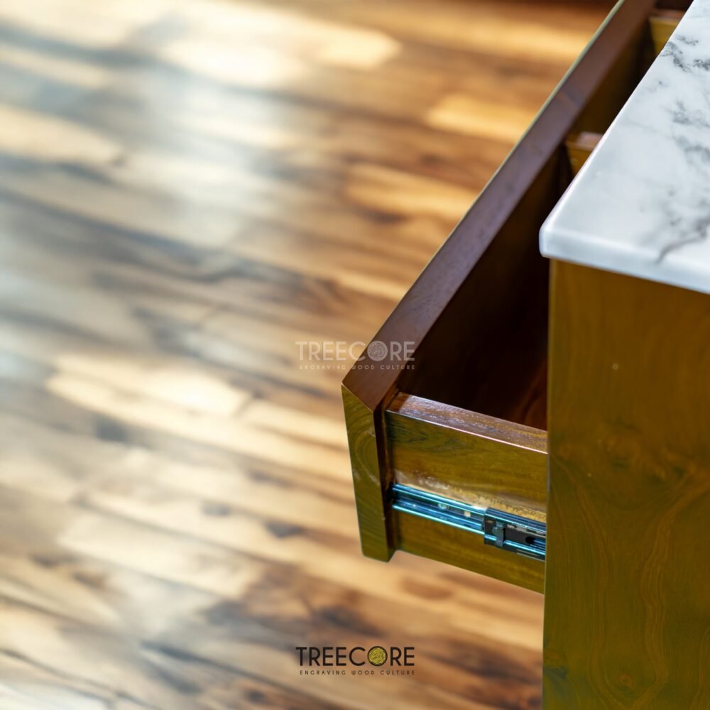 Add timeless elegance with the Minimalist Design Console, featuring a teak wood frame, satin finish, and luxurious marble top.