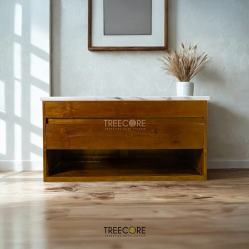 Add timeless elegance with the Minimalist Design Console, featuring a teak wood frame, satin finish, and luxurious marble top.