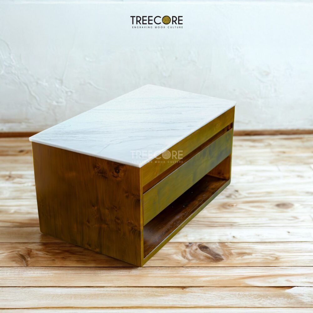Add timeless elegance with the Minimalist Design Console, featuring a teak wood frame, satin finish, and luxurious marble top.