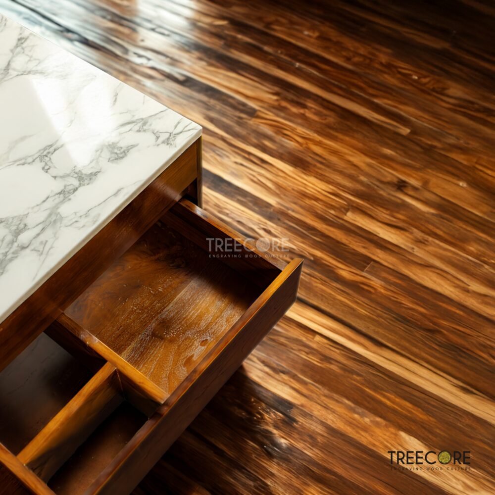 Add timeless elegance with the Minimalist Design Console, featuring a teak wood frame, satin finish, and luxurious marble top.