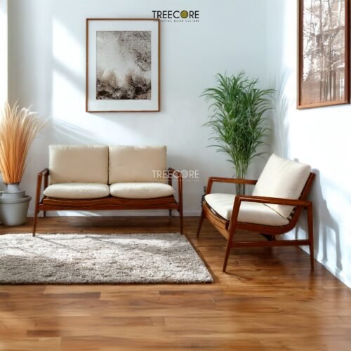 Bring timeless elegance to your home with the Modern Teak Sofa Set, crafted from teak wood with soft cushions and satin finish.