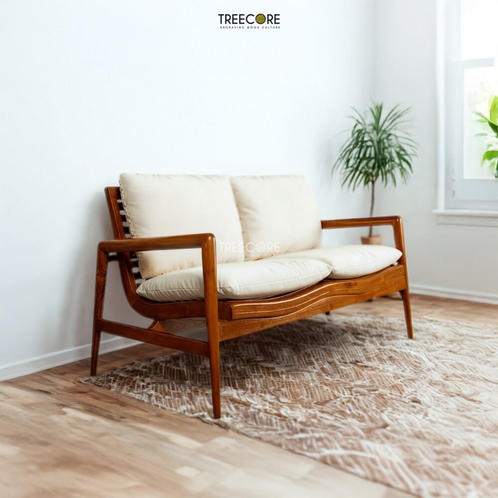 Bring timeless elegance to your home with the Modern Teak Sofa Set, crafted from teak wood with soft cushions and satin finish.
