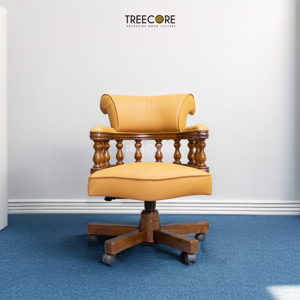 Upgrade your office with the Swivel Executive Office Chair, crafted from teak wood with satin finish, combining durability, comfort, and refined design.