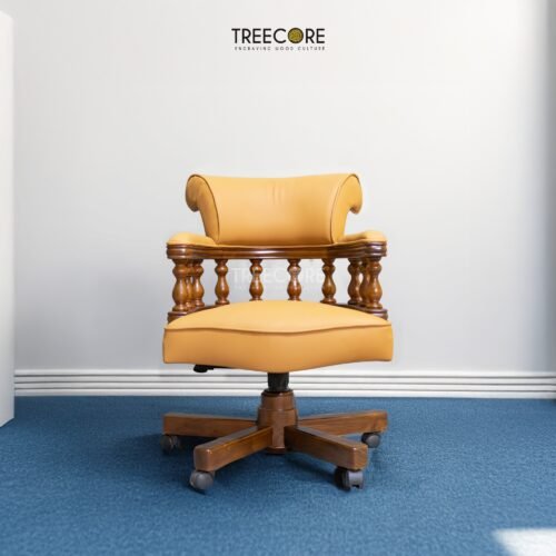 Upgrade your office with the Swivel Executive Office Chair, crafted from teak wood with satin finish, combining durability, comfort, and refined design.