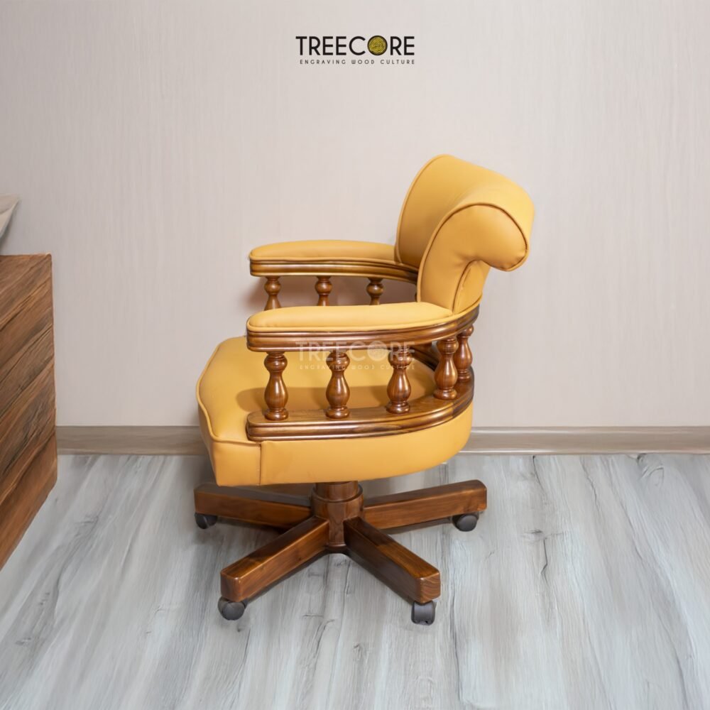 Upgrade your office with the Swivel Executive Office Chair, crafted from teak wood with satin finish, combining durability, comfort, and refined design.