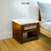 Bring elegance home with the Lightweight Scandinavian Style Nightstand, crafted from teak wood and rattan with smooth drawers and satin finish.