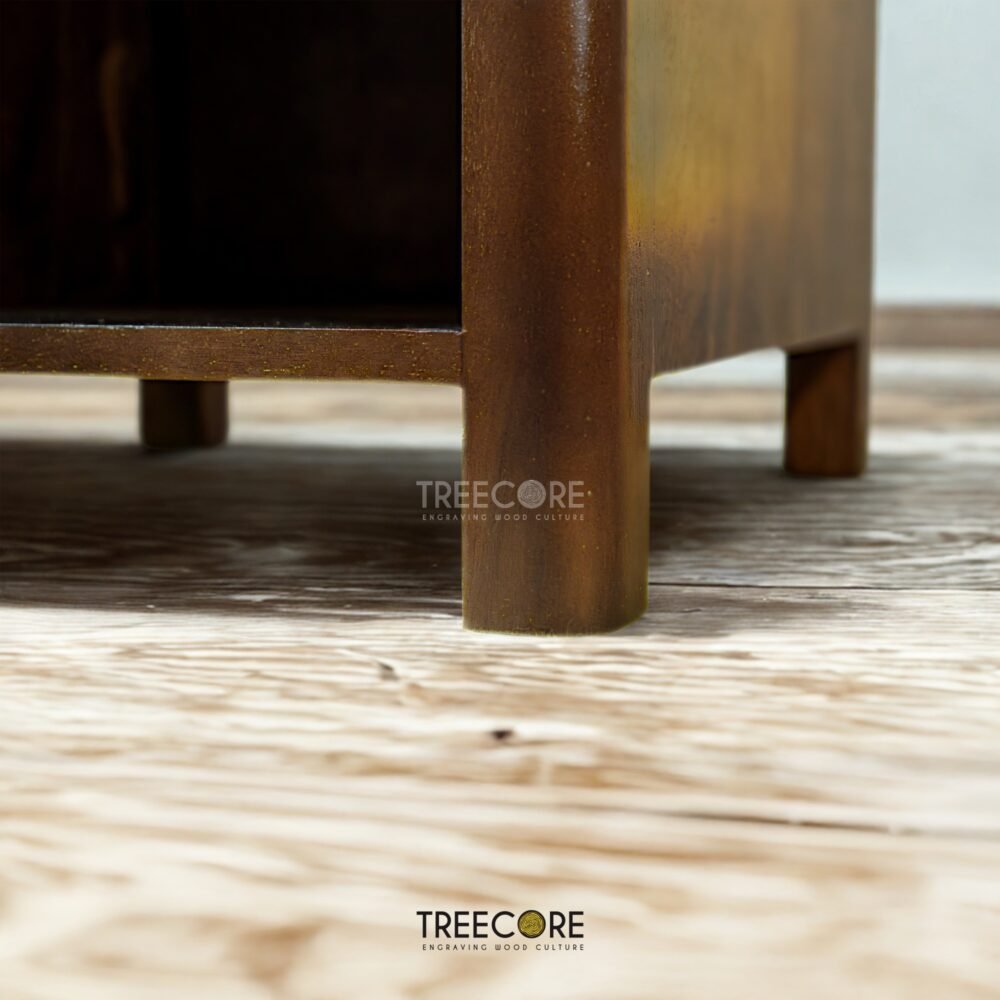 Discover The Clean Line Accent Nightstand in teak wood with satin finish, featuring smooth sliding drawers and timeless minimalist design.
