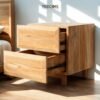 Elevate your interiors with the Teak Panel Side Table, featuring premium teak wood, unique panel design, and two smooth sliding drawers.