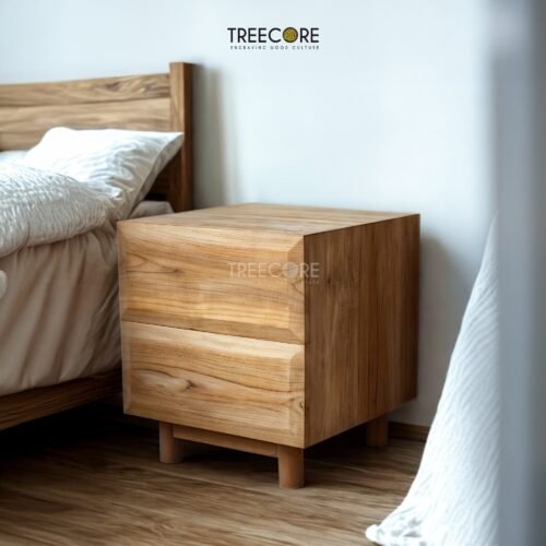Elevate your interiors with the Teak Panel Side Table, featuring premium teak wood, unique panel design, and two smooth sliding drawers.