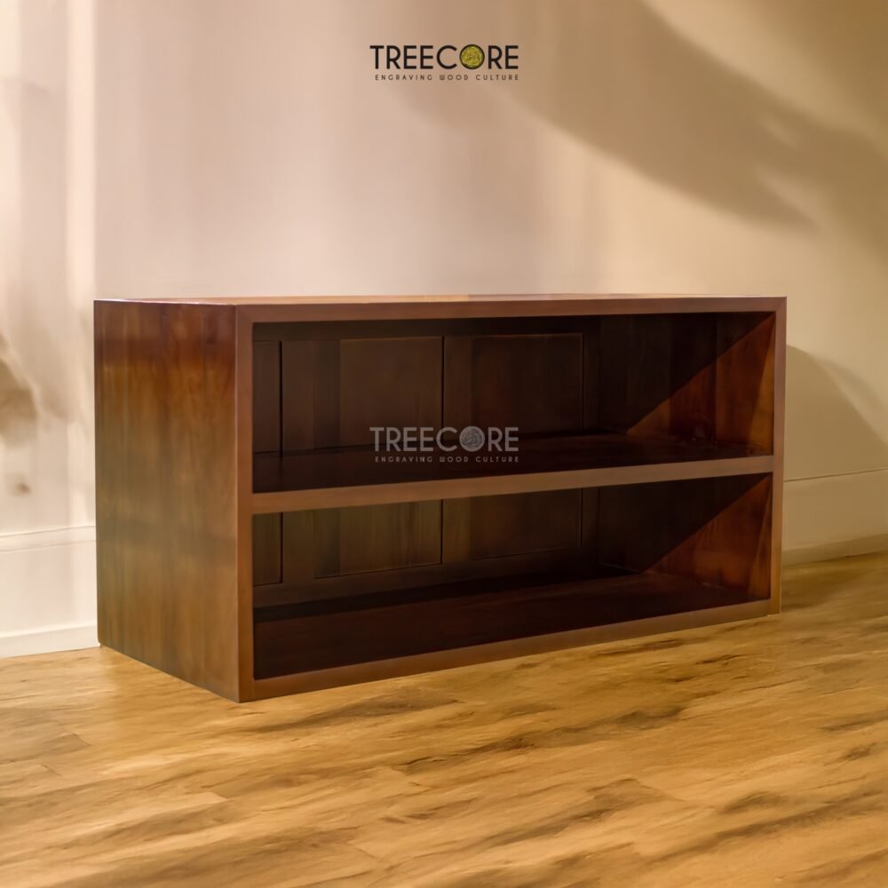 Organize in style with the Teak Wood Luggage Rack, featuring durable teak wood, satin finish, and two-level storage for shoes or luggage.