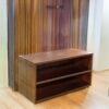 Organize in style with the Teak Wood Luggage Rack, featuring durable teak wood, satin finish, and two-level storage for shoes or luggage.