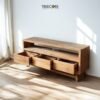 Rustic Wooden TV Cabinet made of teak wood with four drawers, offering functional storage and natural charm for living spaces.